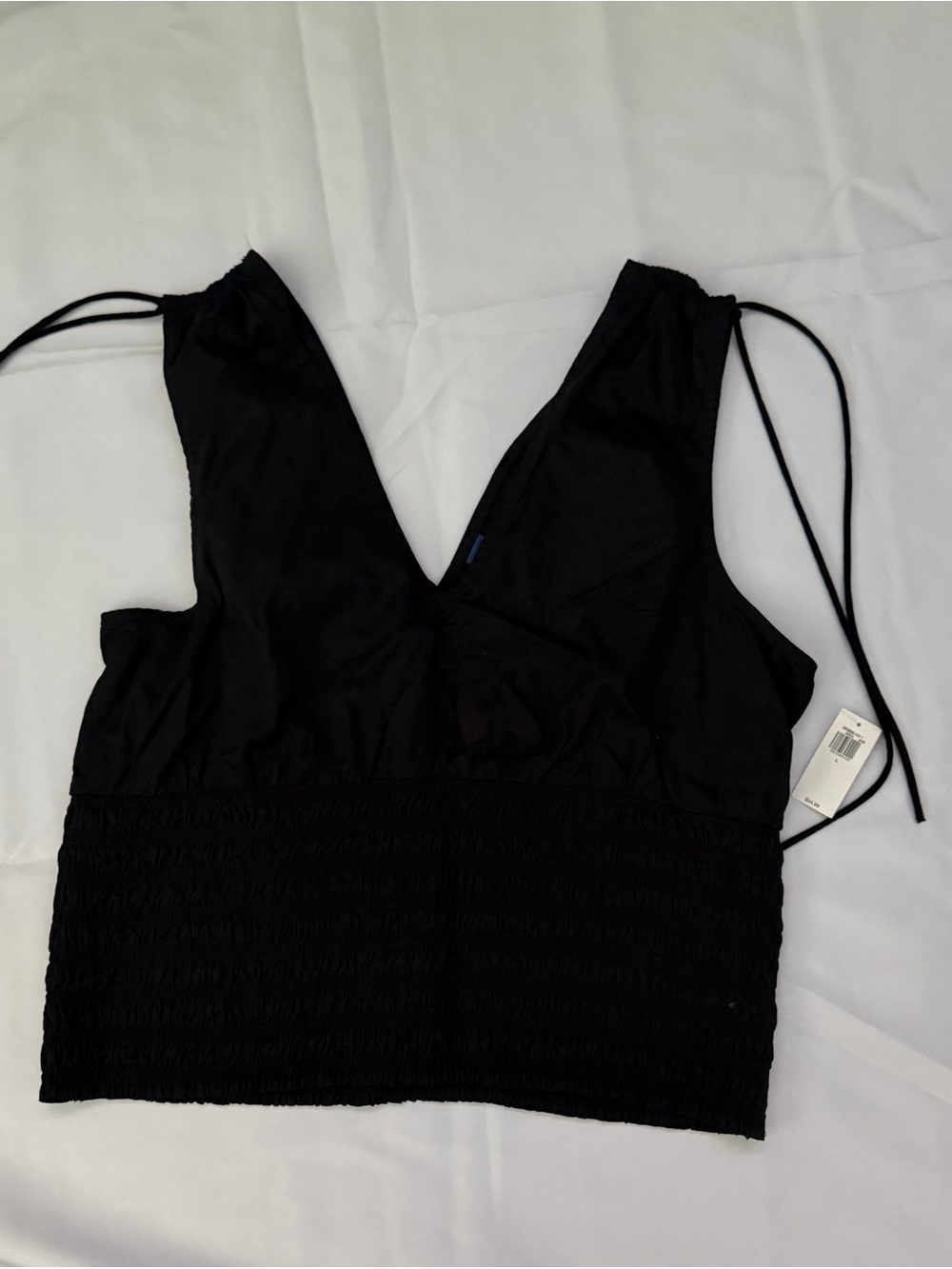 Old Navy Black Smocked V-Neck Crop Top